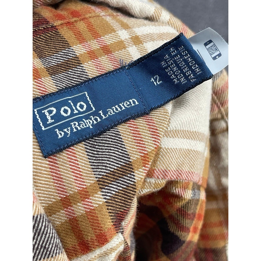 Polo Ralph Lauren Women's Plaid Button Front Shirt Size 12 Cotton Beige - Picture 4 of 7